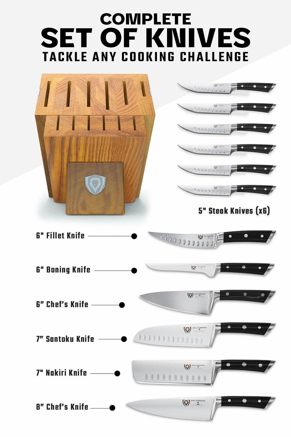 12-Piece Block Set | Black Handles | Gladiator Series | NSF Certified | Dalstrong 