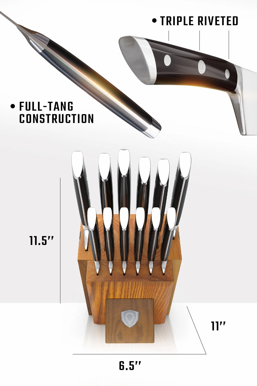 12-Piece Block Set | Black Handles | Gladiator Series | NSF Certified | Dalstrong 