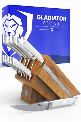 12-Piece Block Set | White Handles | Gladiator Series | NSF Certified | Dalstrong  knife set,kitchen knives,cooking tools