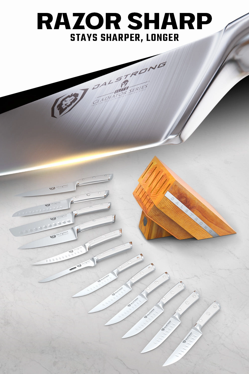12-Piece Block Set | White Handles | Gladiator Series | NSF Certified | Dalstrong 