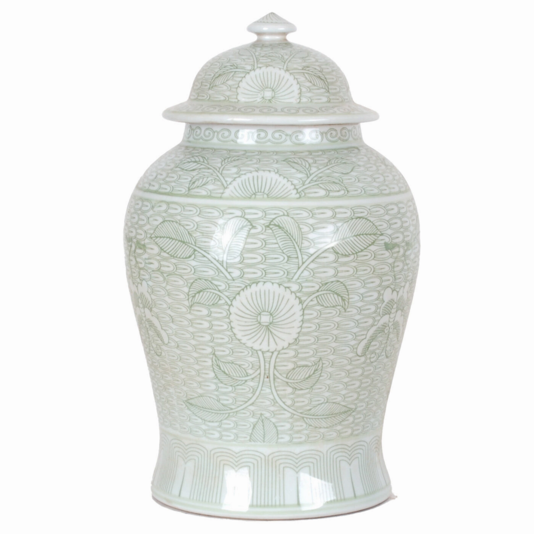 17 Light Green Floral Ginger Jar vase,flower vase,home decoration