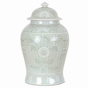 17 Light Green Floral Ginger Jar vase,flower vase,home decoration