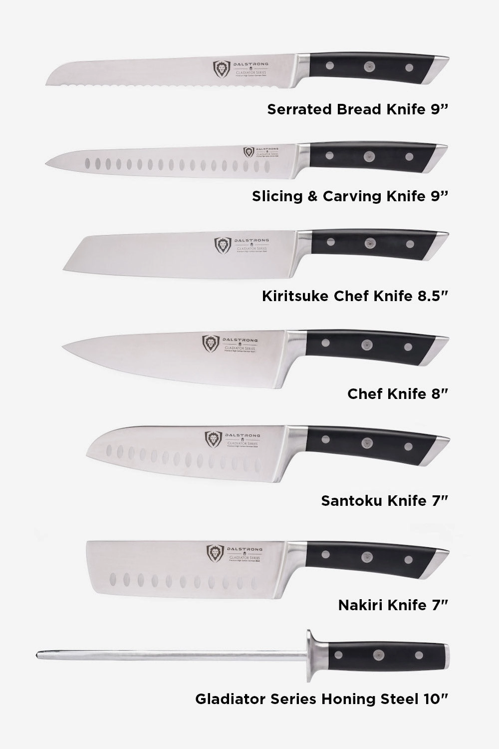 18 Piece Colossal Knife Set with Block | Gladiator Series | Knives NSF Certified