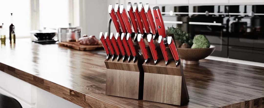 18-piece Colossal Knife Set with Block | Red Handles | Gladiator Series | Knives NSF Certified | Dalstrong 