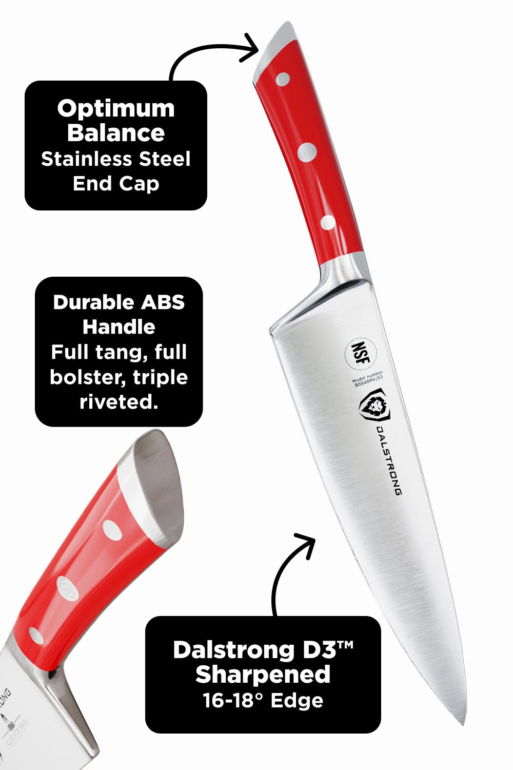 18-piece Colossal Knife Set with Block | Red Handles | Gladiator Series | Knives NSF Certified | Dalstrong 