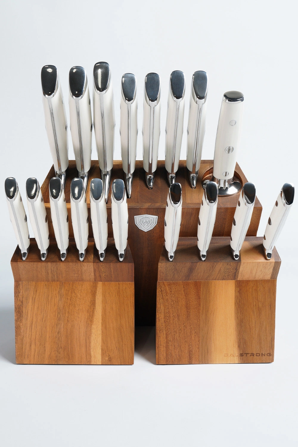 18-piece Colossal Knife Set with Block | White Handles | Gladiator Series | Knives NSF Certified | Dalstrong 