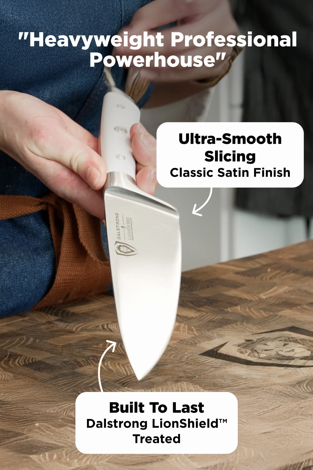 18-piece Colossal Knife Set with Block | White Handles | Gladiator Series | Knives NSF Certified | Dalstrong 