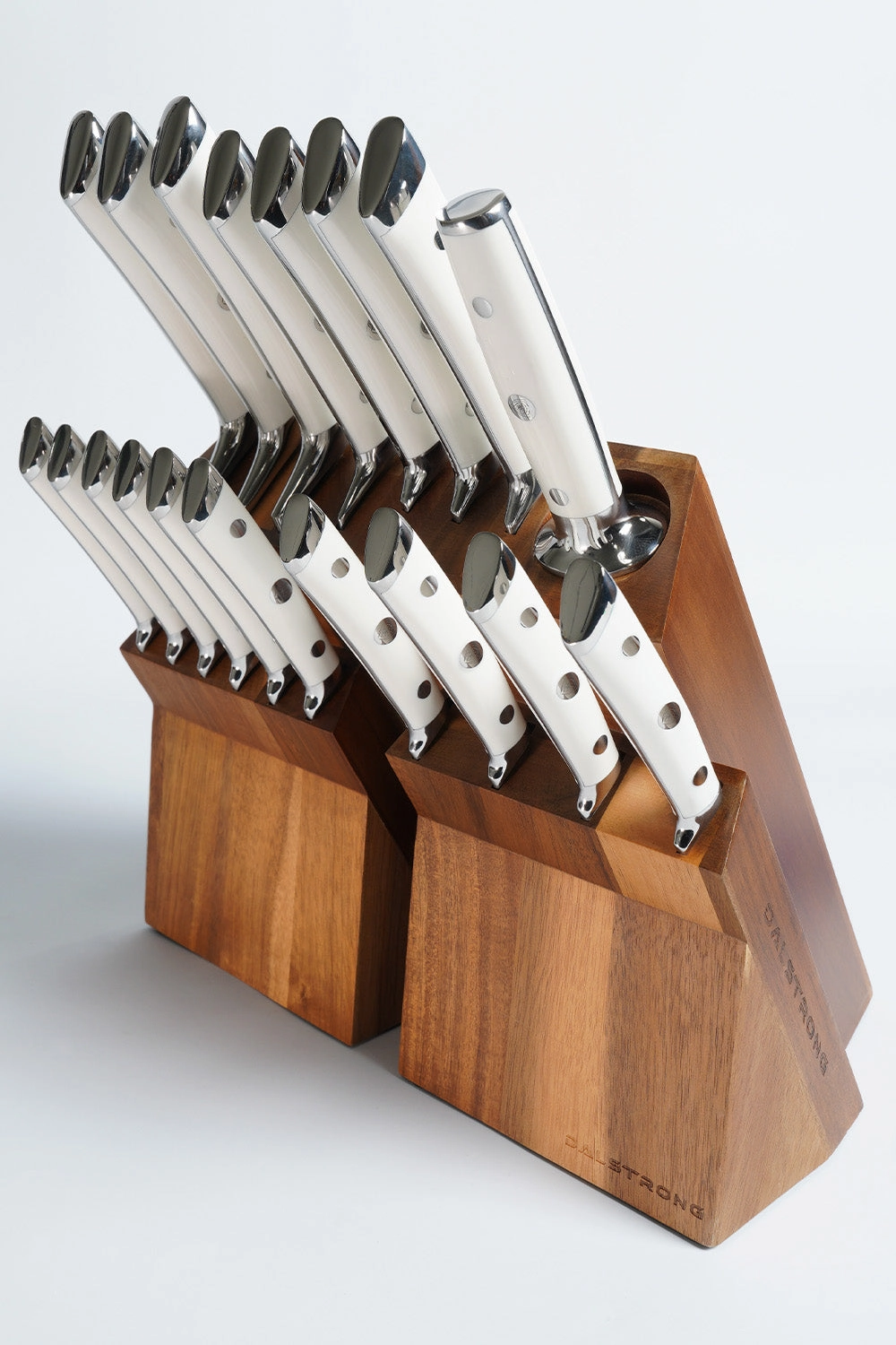 18-piece Colossal Knife Set with Block | White Handles | Gladiator Series | Knives NSF Certified | Dalstrong 