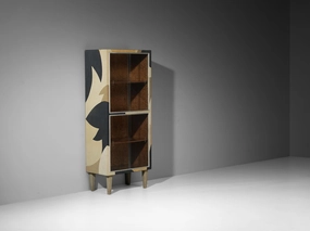 1930s Italian Vitrine with Natural Outlines in Black Beige and Gold storage cabinet,organizer,furniture storage