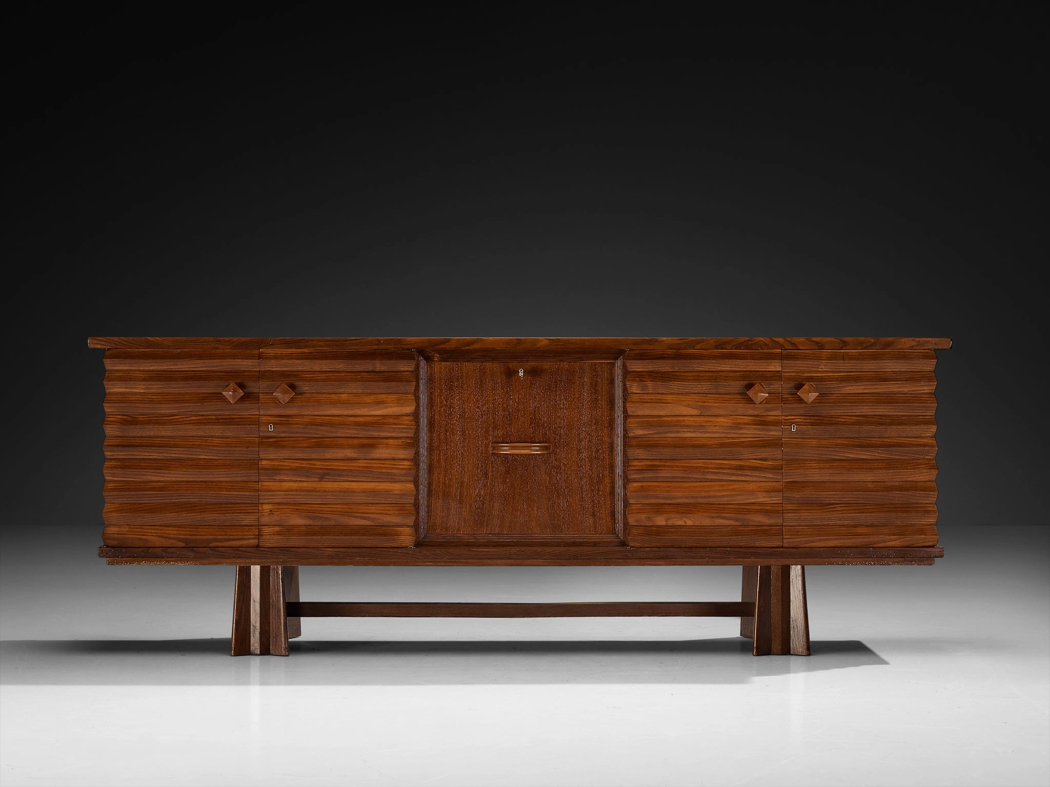 1930s Osvaldo Borsani for ABV Sideboard with Integrated Bar in Chesnut