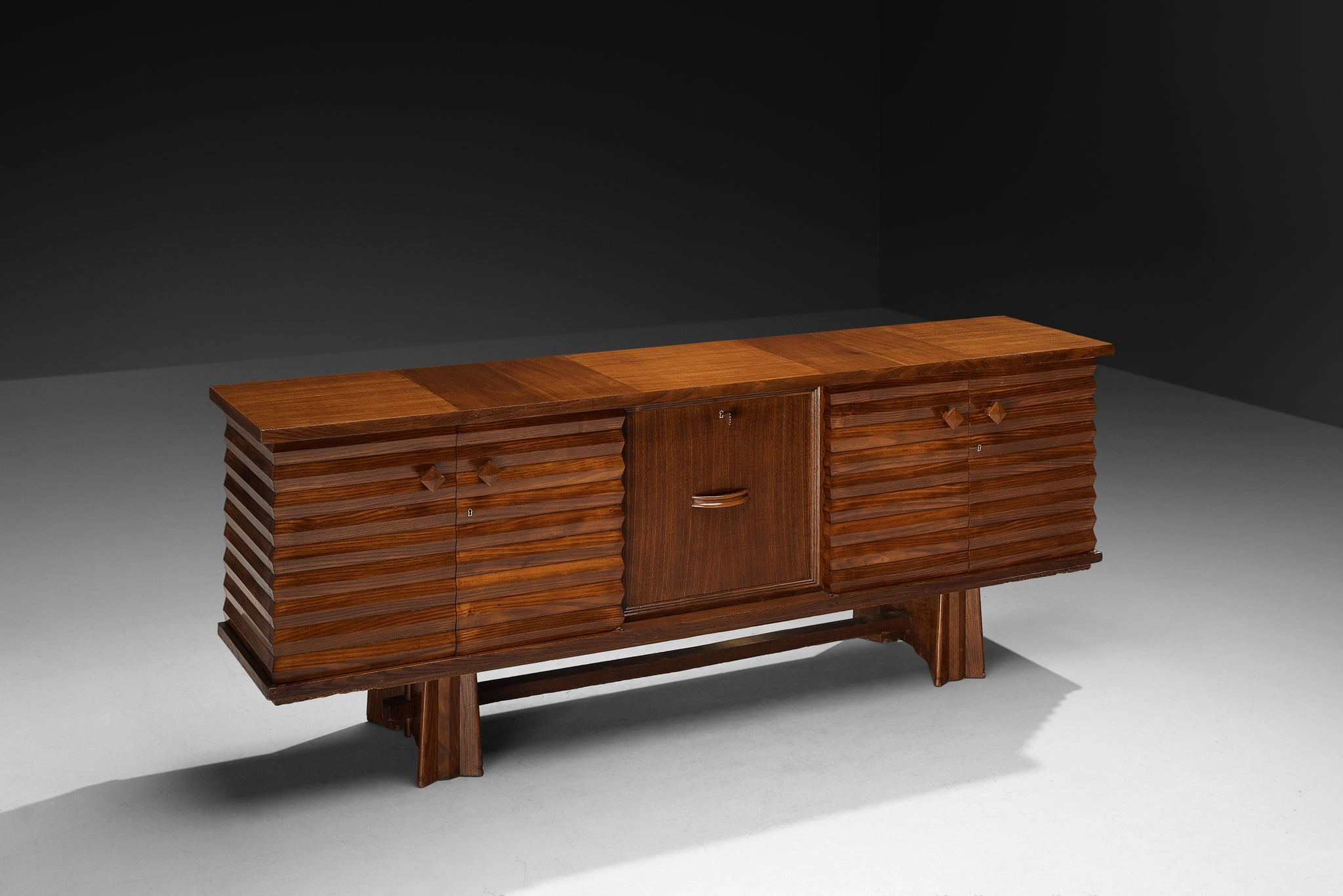 1930s Osvaldo Borsani for ABV Sideboard with Integrated Bar in Chesnut storage cabinet,organizer,furniture storage