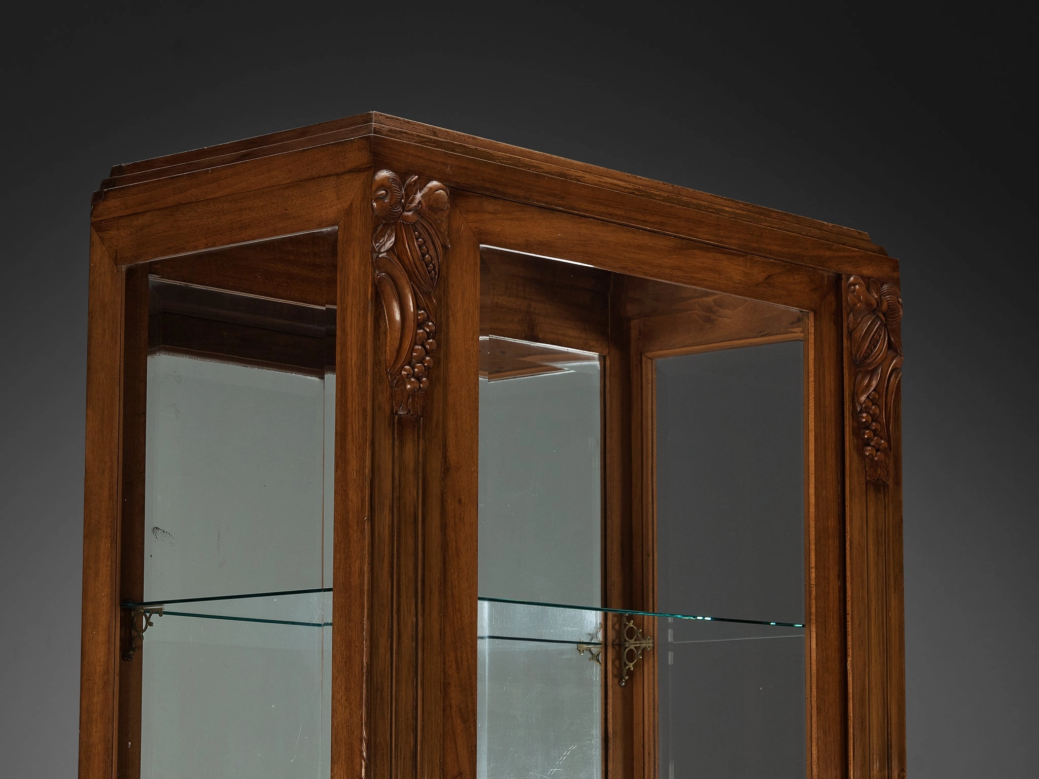 1940s Art Deco Showcase in Walnut and Glass