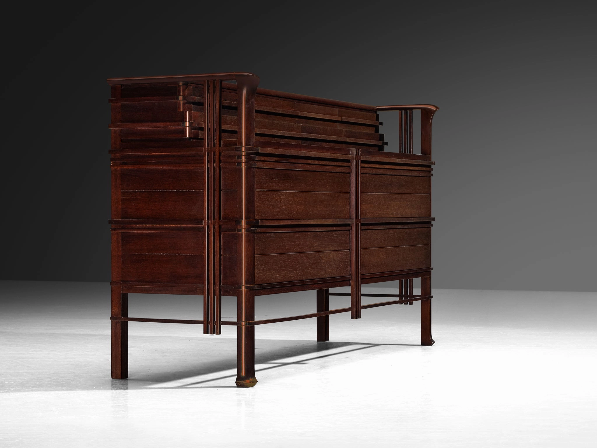 1950s Italian Chest of Drawers in Dark Red Stained Wood