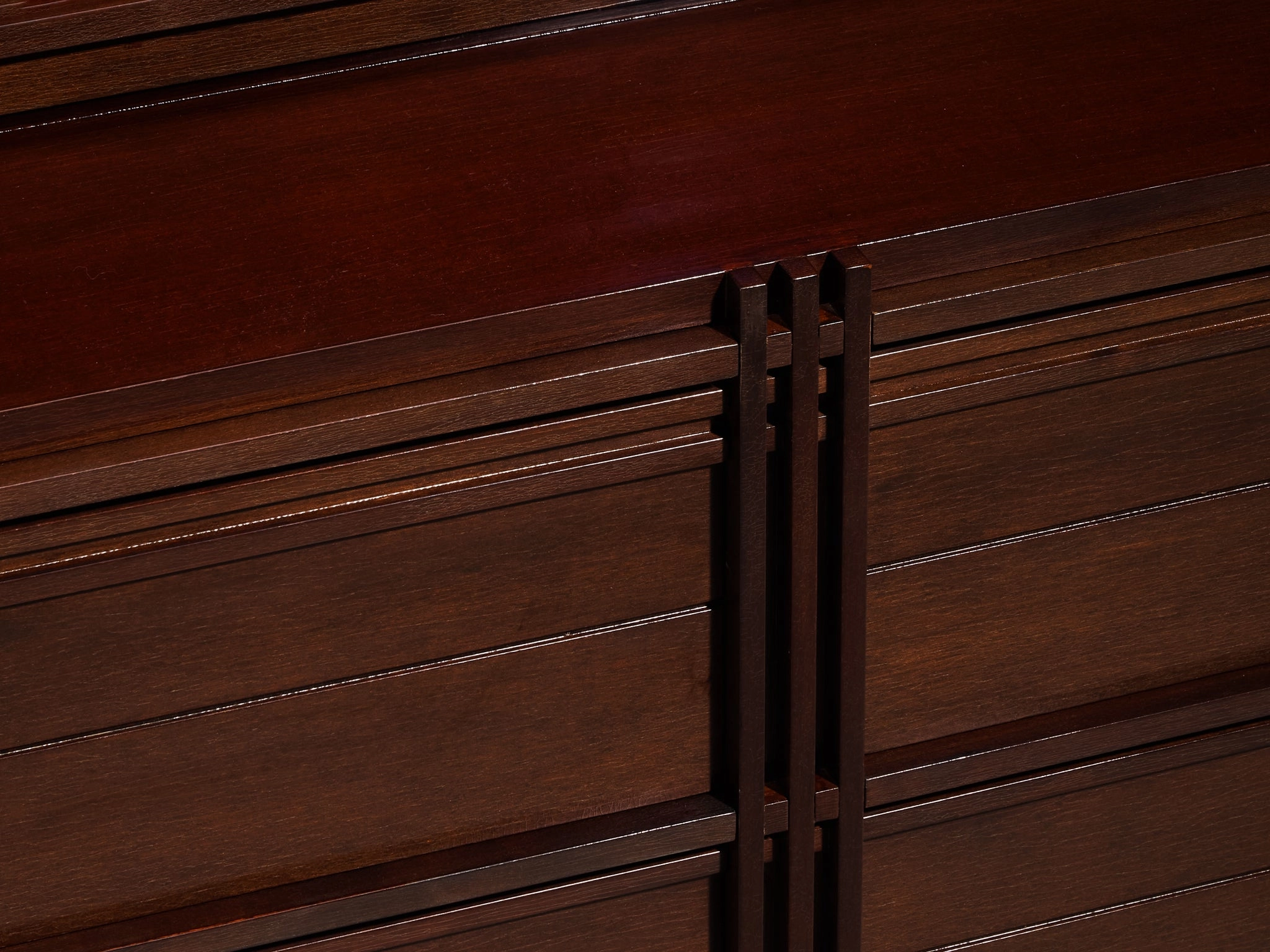 1950s Italian Chest of Drawers in Dark Red Stained Wood