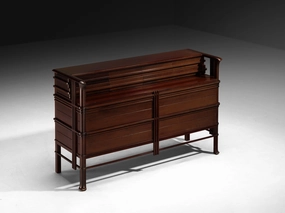 1950s Italian Chest of Drawers in Dark Red Stained Wood storage cabinet,organizer,furniture storage