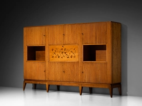 1950s Italian Mid-Century Modern Sideboard with Grissinato Carvings storage cabinet,organizer,furniture storage