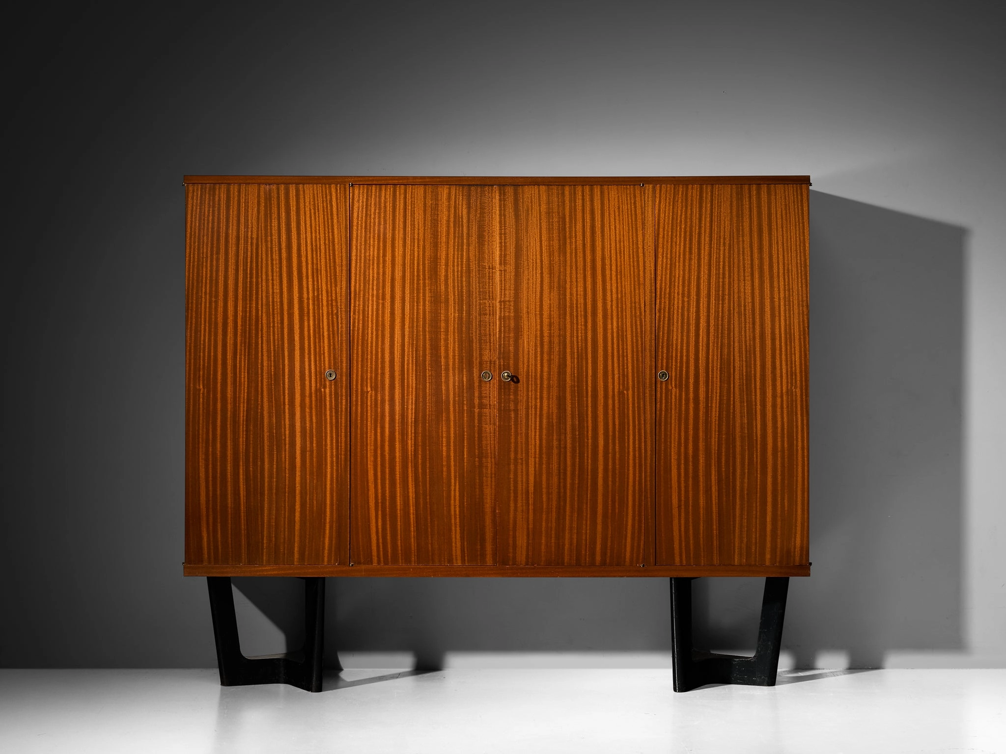 1950s Mid-Century Modern French Cabinet in Mahogany with Sculptural Base