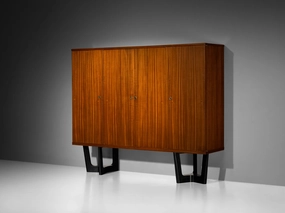 1950s Mid-Century Modern French Cabinet in Mahogany with Sculptural Base storage cabinet,organizer,furniture storage