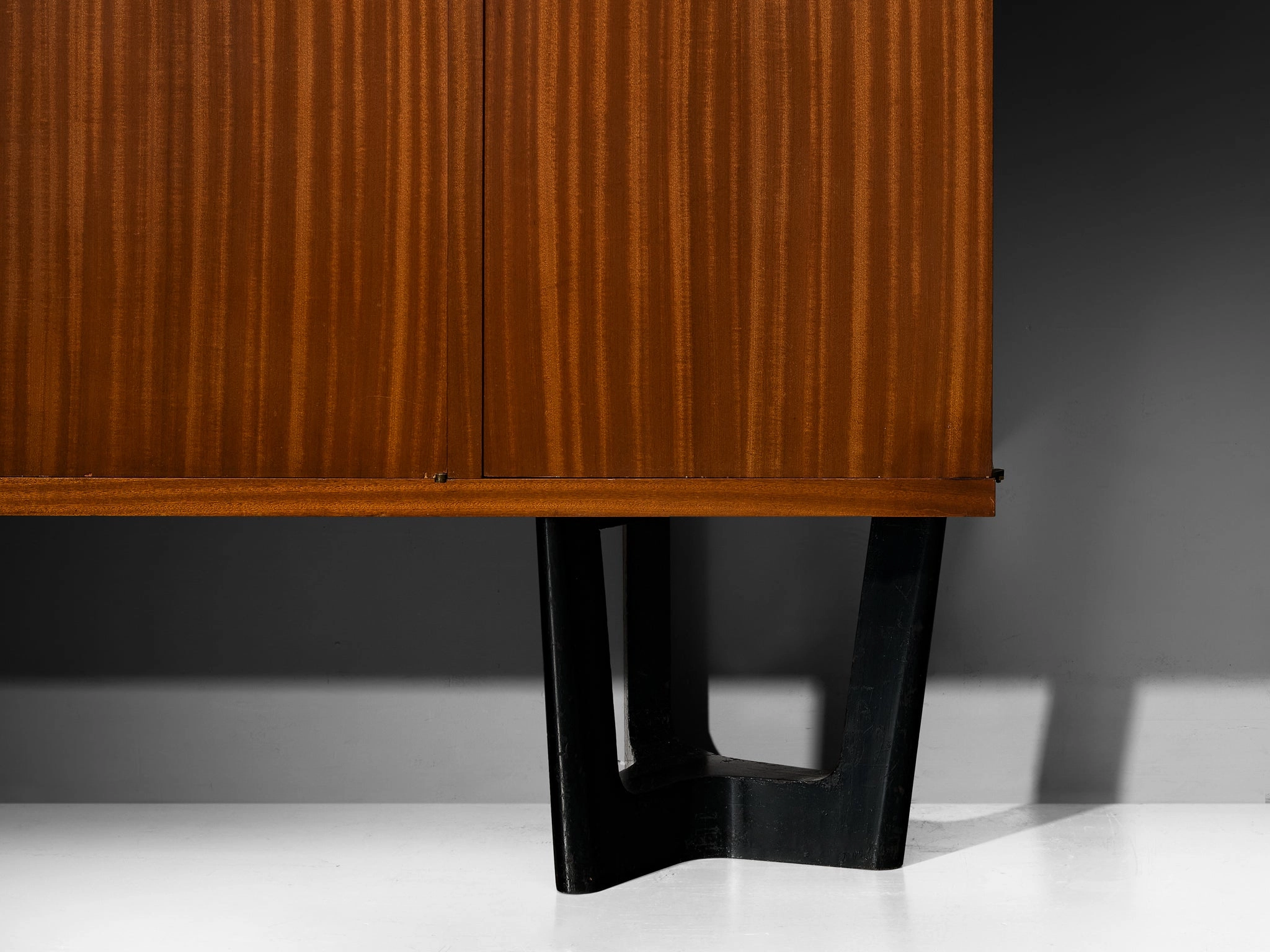 1950s Mid-Century Modern French Cabinet in Mahogany with Sculptural Base