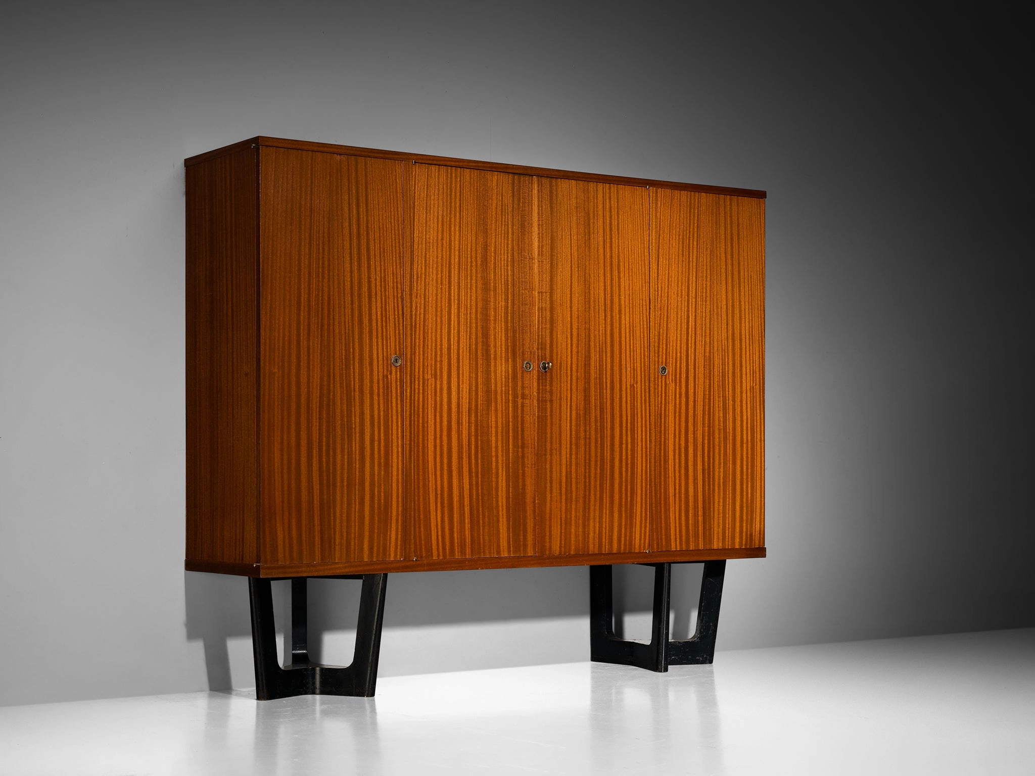 1950s Mid-Century Modern French Cabinet in Mahogany with Sculptural Base
