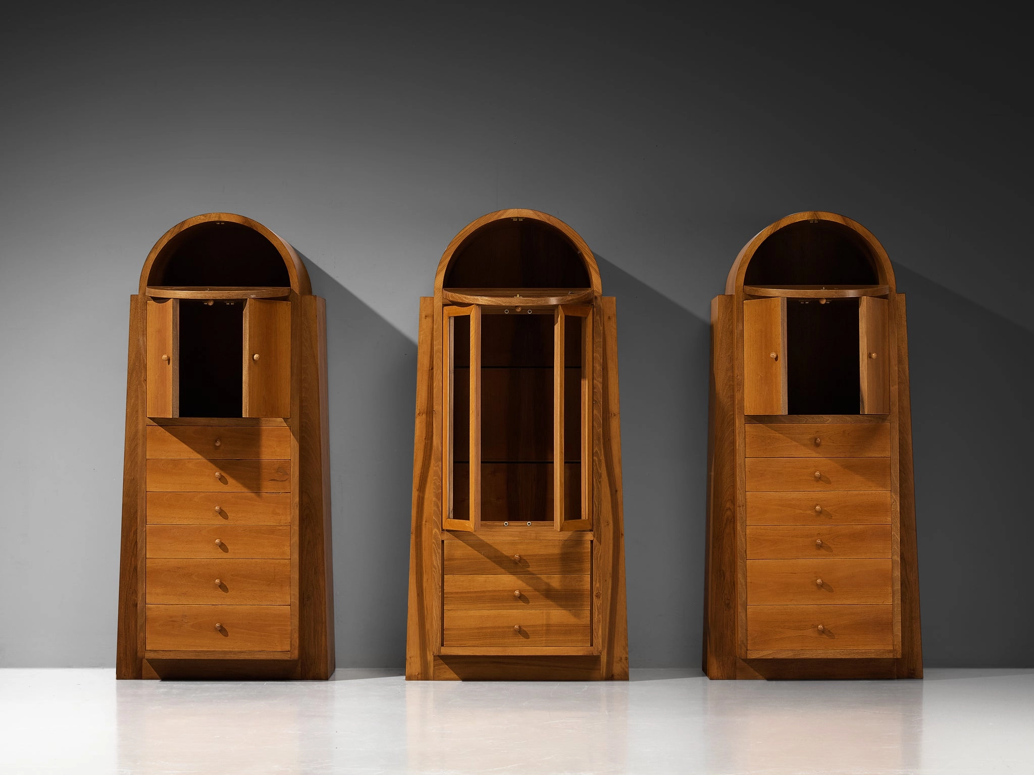 1970s Italian Tall Cabinets in Walnut