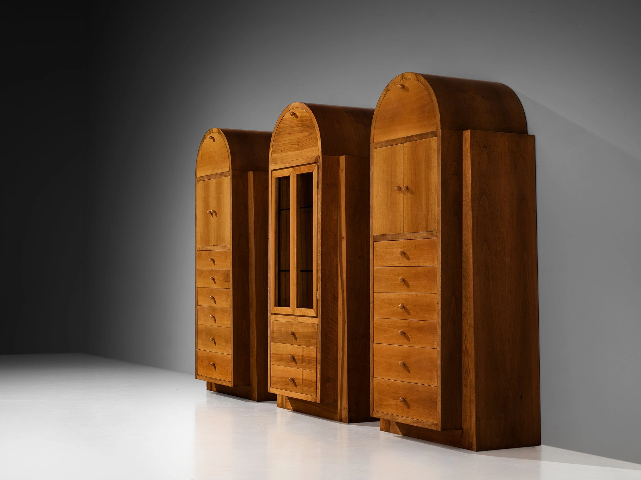 1970s Italian Tall Cabinets in Walnut