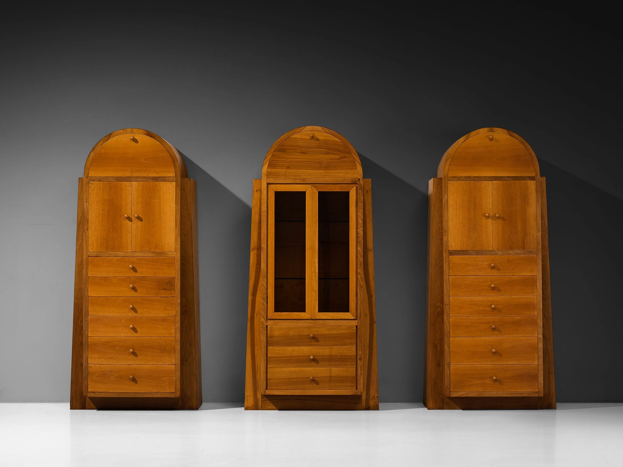 1970s Italian Tall Cabinets in Walnut