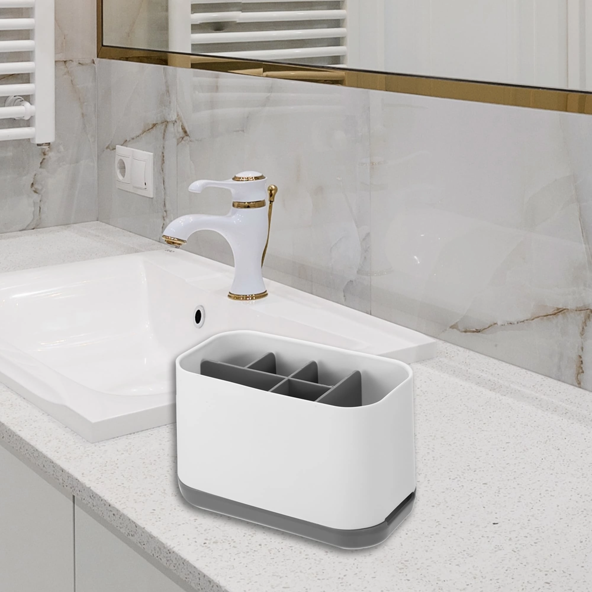 1 Pcs Removable Toothbrush Holder Toothbrush Organizer for Bathroom Gray White - Gray White