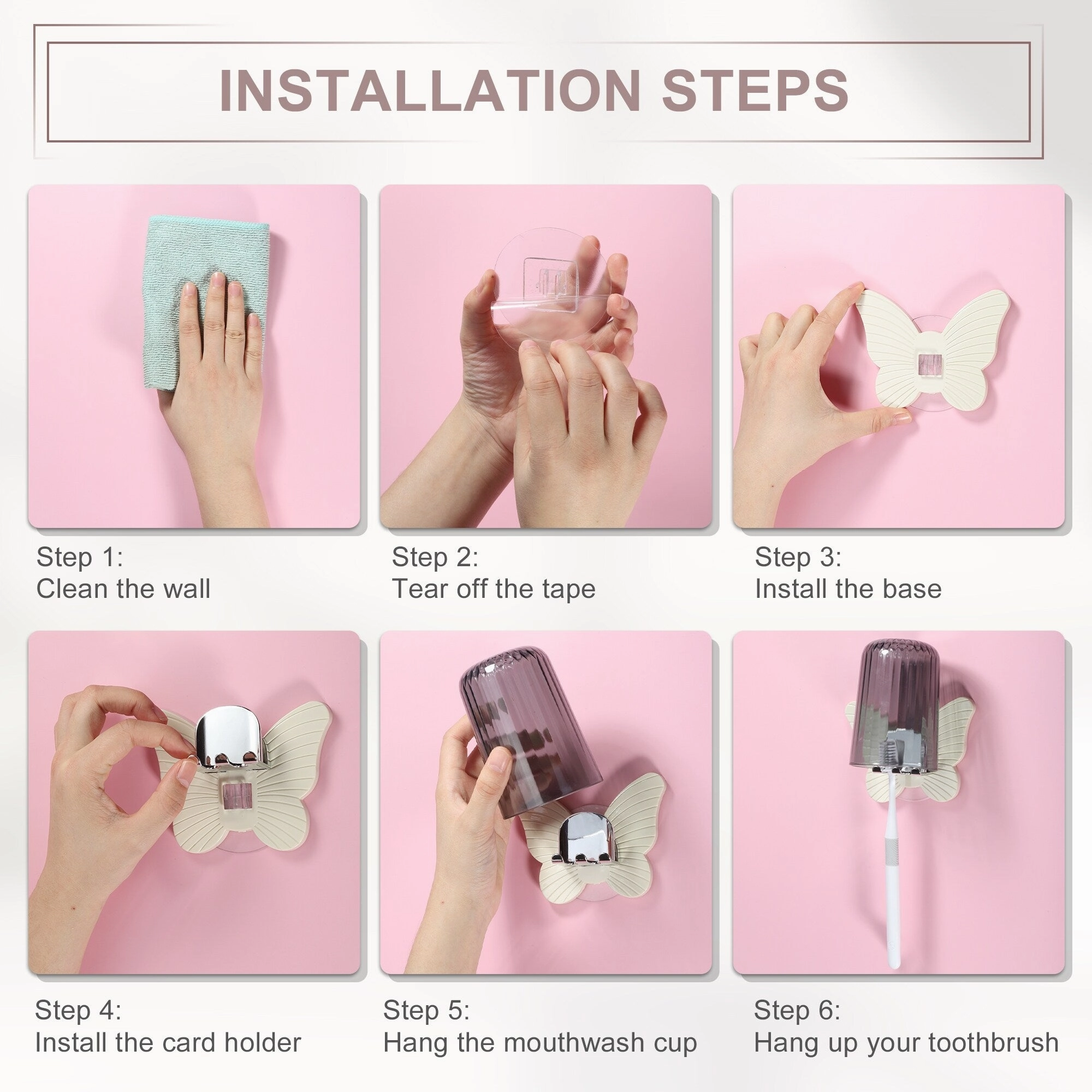 1 Set Wall Mounted Toothbrush Holder, Cute Hanging Toothbrush Holder with Cup, 4.33"x3.35"