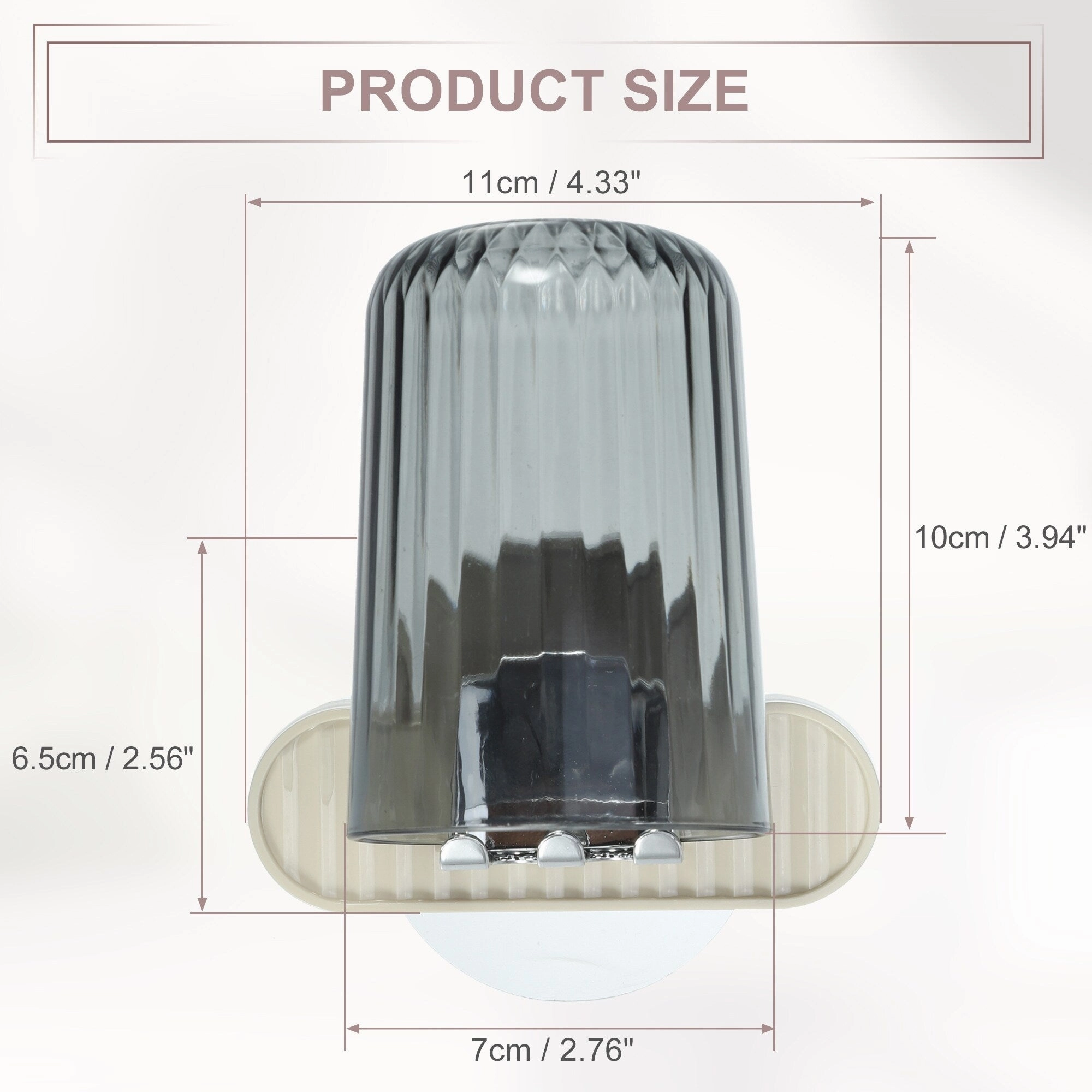 1 Set Wall Mounted Toothbrush Holder, Hanging Toothbrush Holder with Cup, Beige, 4.33"x2.56" - Beige