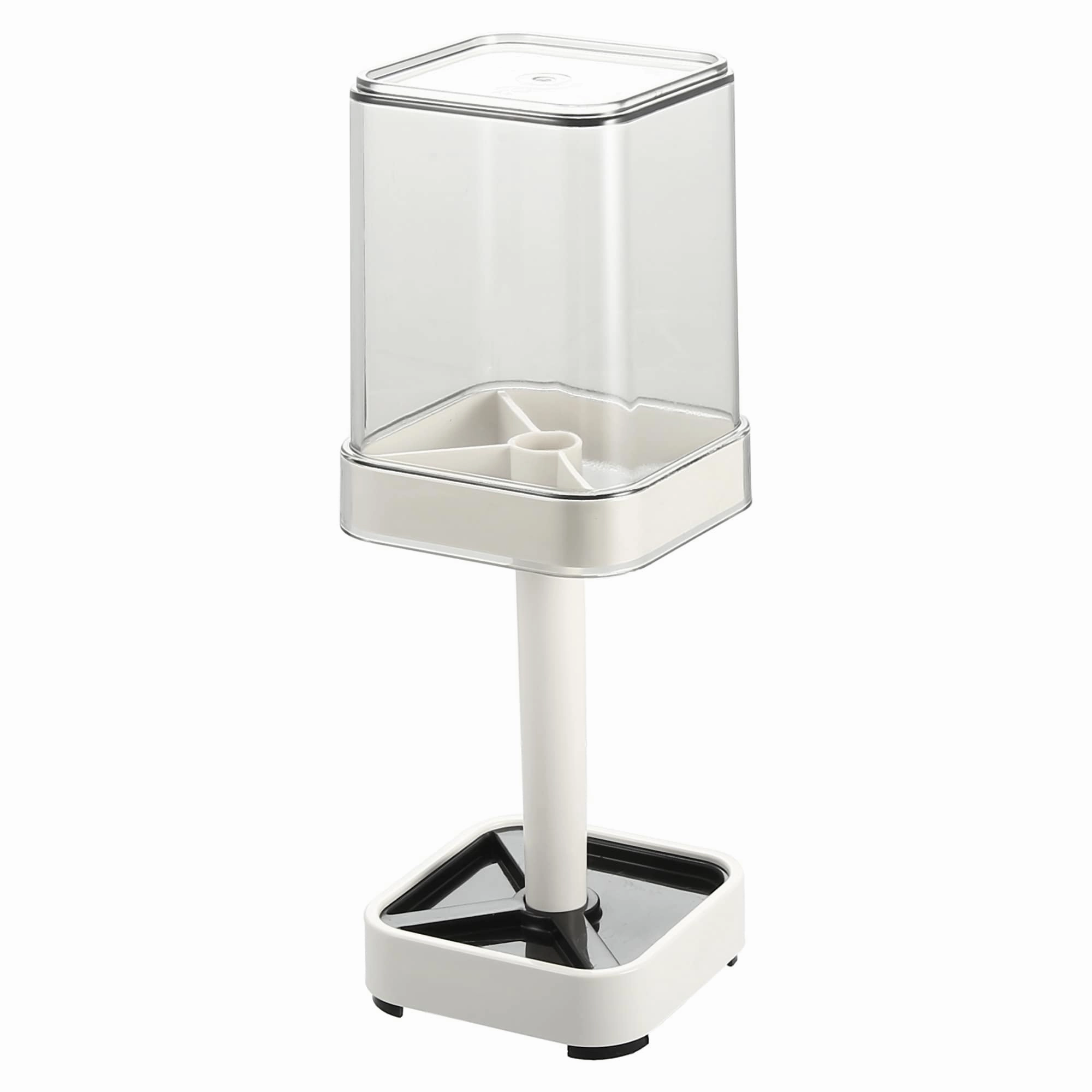 1Pc Toothbrush Holder Stand with Cover with 3 Slots ABS White 8.86"x2.87" toothbrush holder,bathroom cup,bathroom organizer