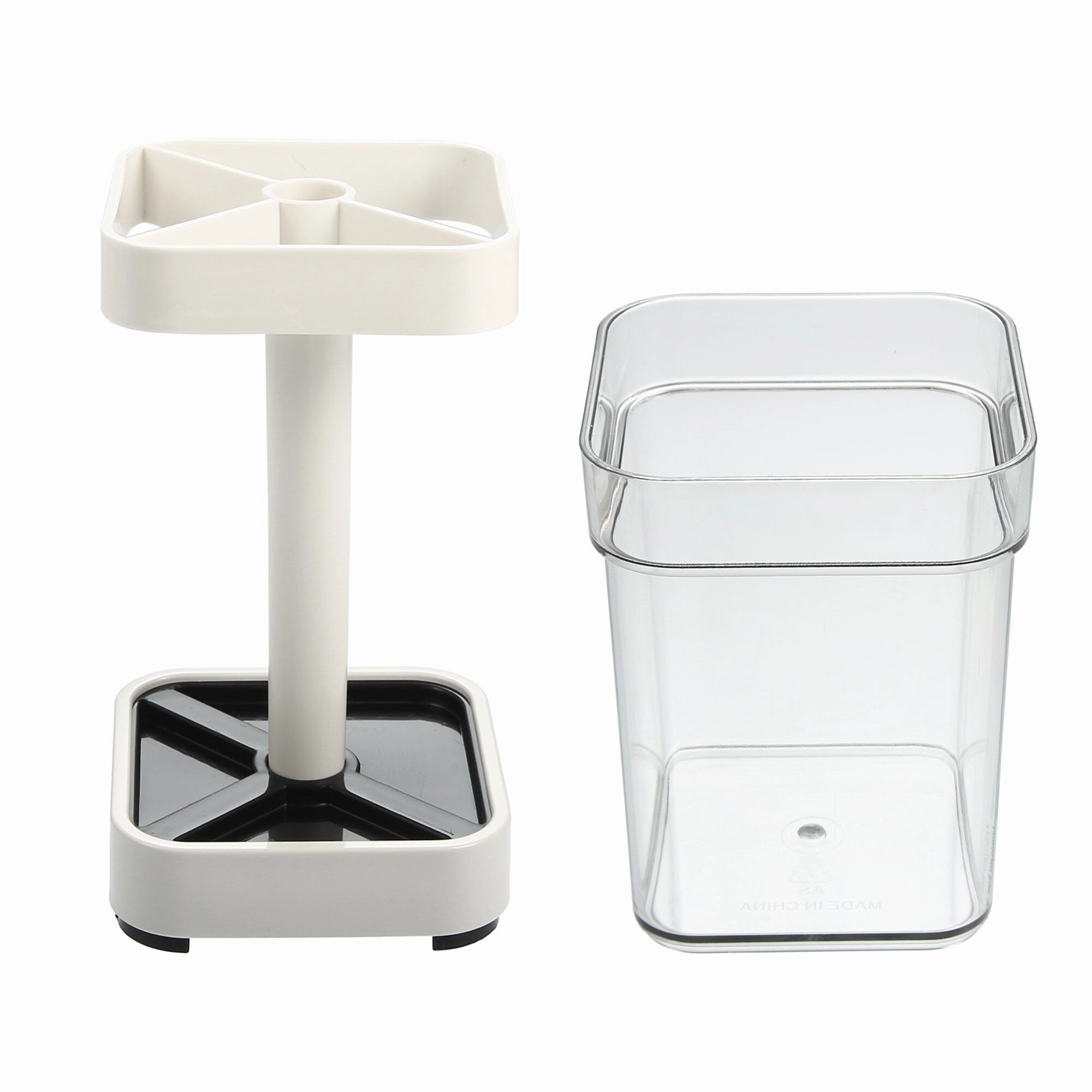 1Pc Toothbrush Holder Stand with Cover with 3 Slots ABS White 8.86"x2.87"
