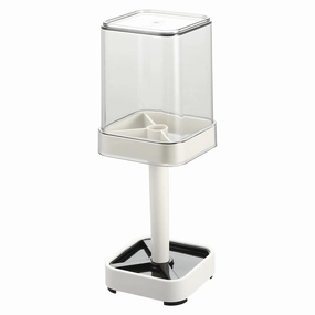 1Pc Toothbrush Holder Stand with Cover with 3 Slots ABS White 8.86"x2.87" toothbrush holder,bathroom cup,bathroom organizer