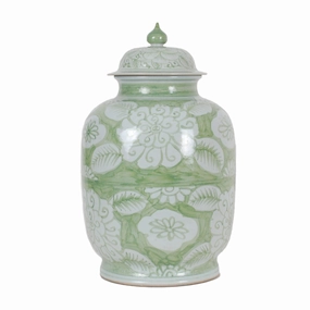 20 Washed Green and White Floral Jar vase,flower vase,home decoration