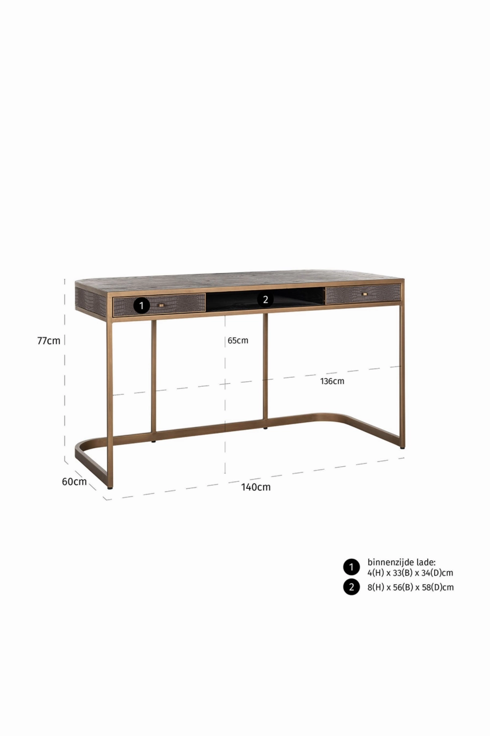 2-Drawer Curved Desk | OROA Classio