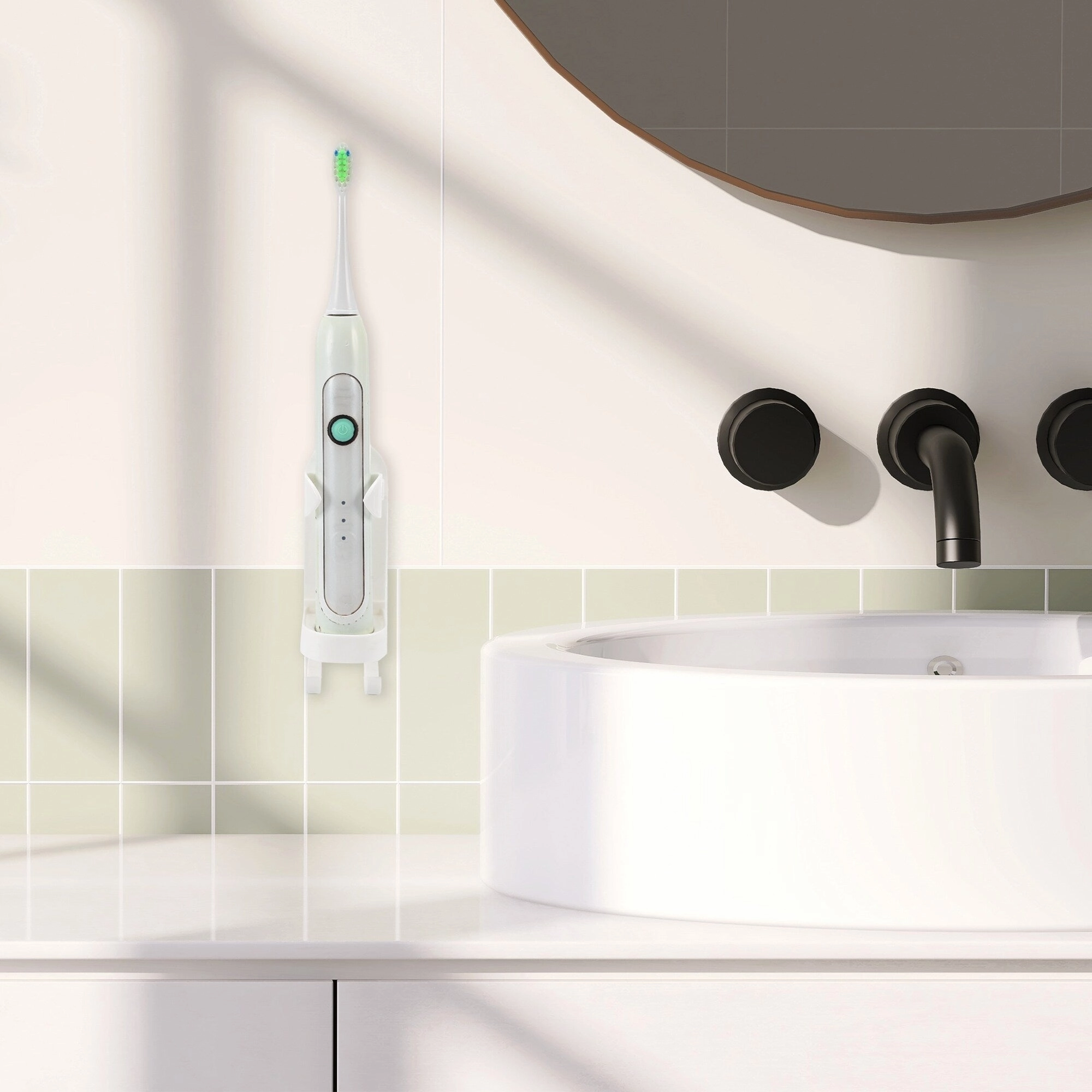 2 Pcs Wall-mounted Toothbrush Holder, Hanging Toothbrush Holder, 5.28"x1.73"x1.81"