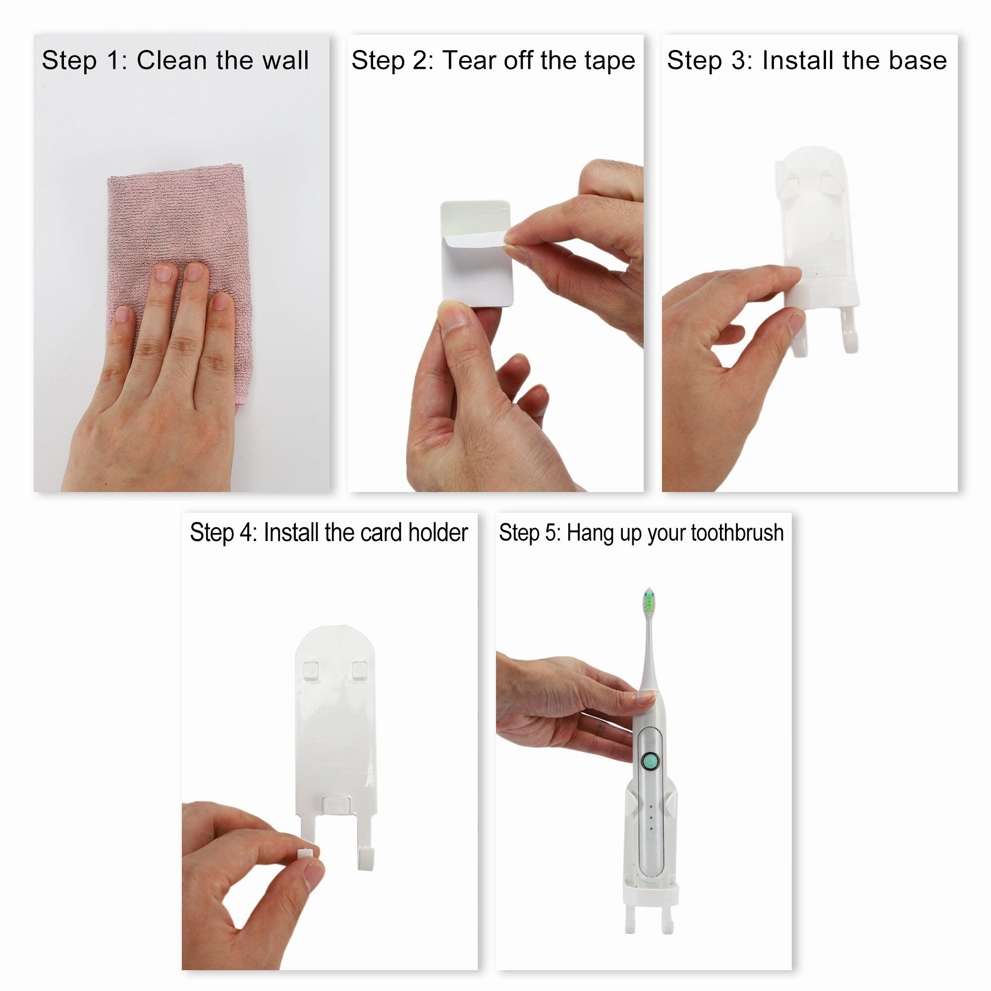 2 Pcs Wall-mounted Toothbrush Holder, Hanging Toothbrush Holder, 5.28"x1.73"x1.81"