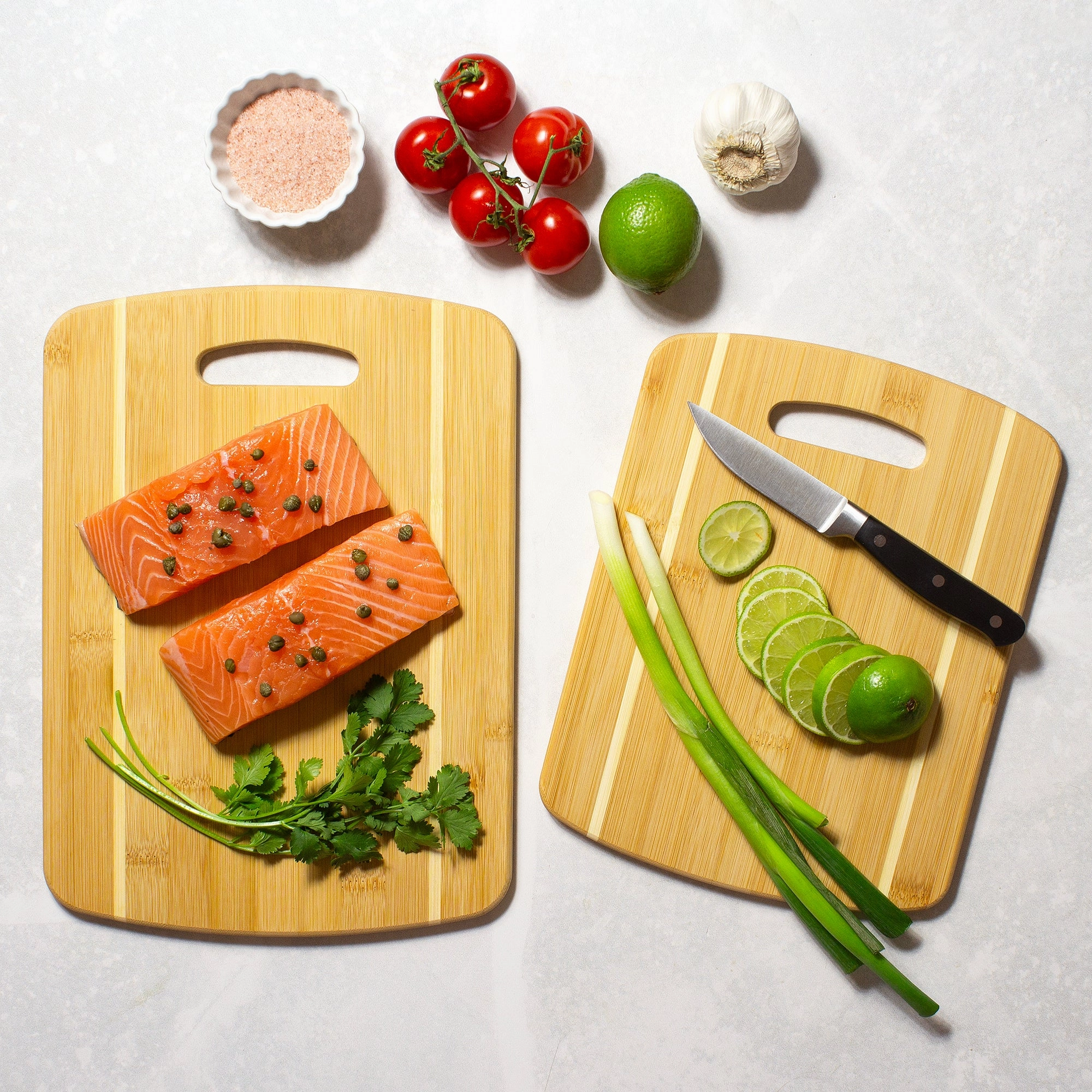 2-Piece Striped Bamboo Cutting Board Set
