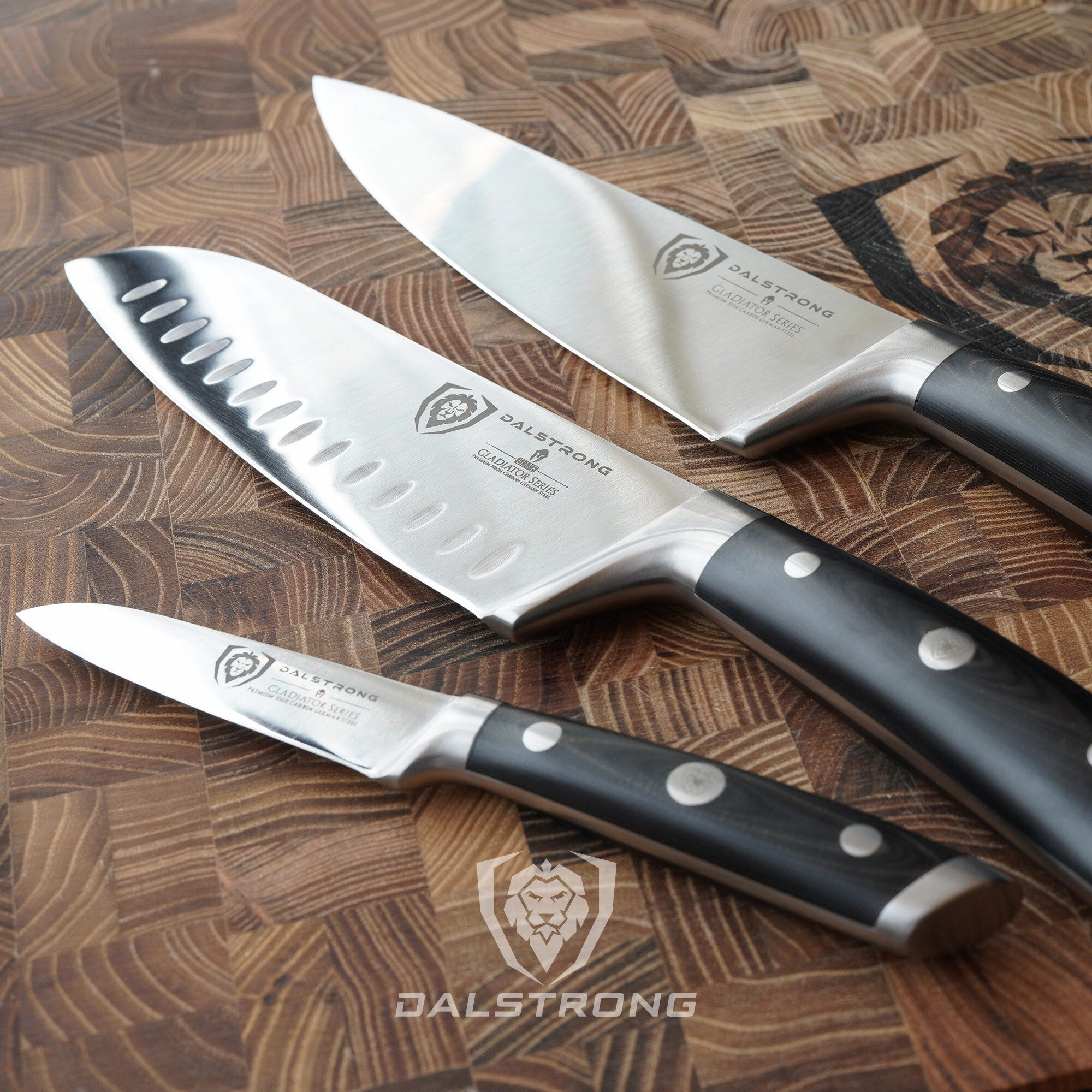 3-Piece Knife Set | Chef - Santoku - Paring | Gladiator Series Elite | NSF Certified | Dalstrong 