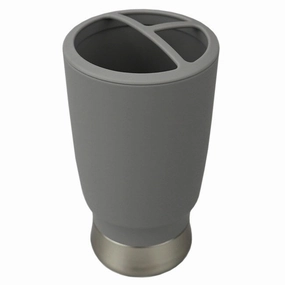 3 Section Rubberized Plastic Tooth Brush Holder, Grey toothbrush holder,bathroom cup,bathroom organizer