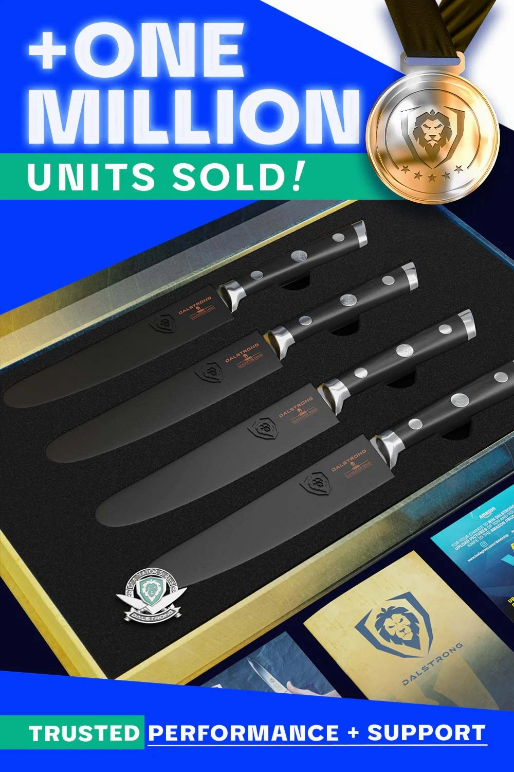4-Piece Serrated Steak Knife Set | Gladiator Series | NSF Certified | Dalstrong 