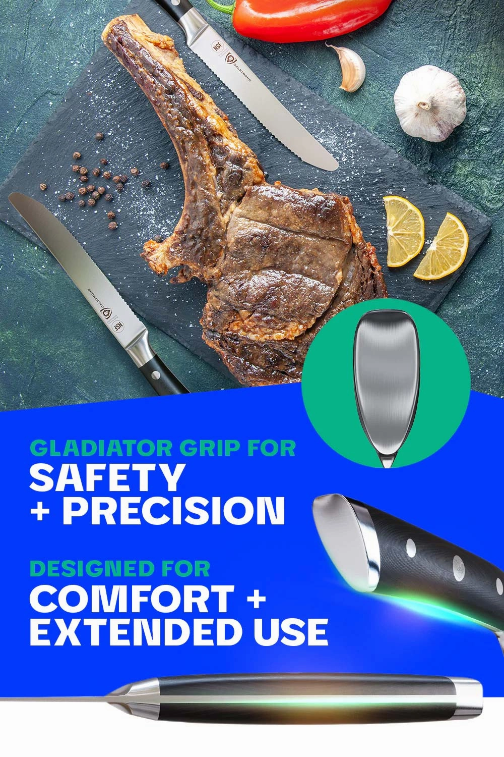 4-Piece Serrated Steak Knife Set | Gladiator Series | NSF Certified | Dalstrong 