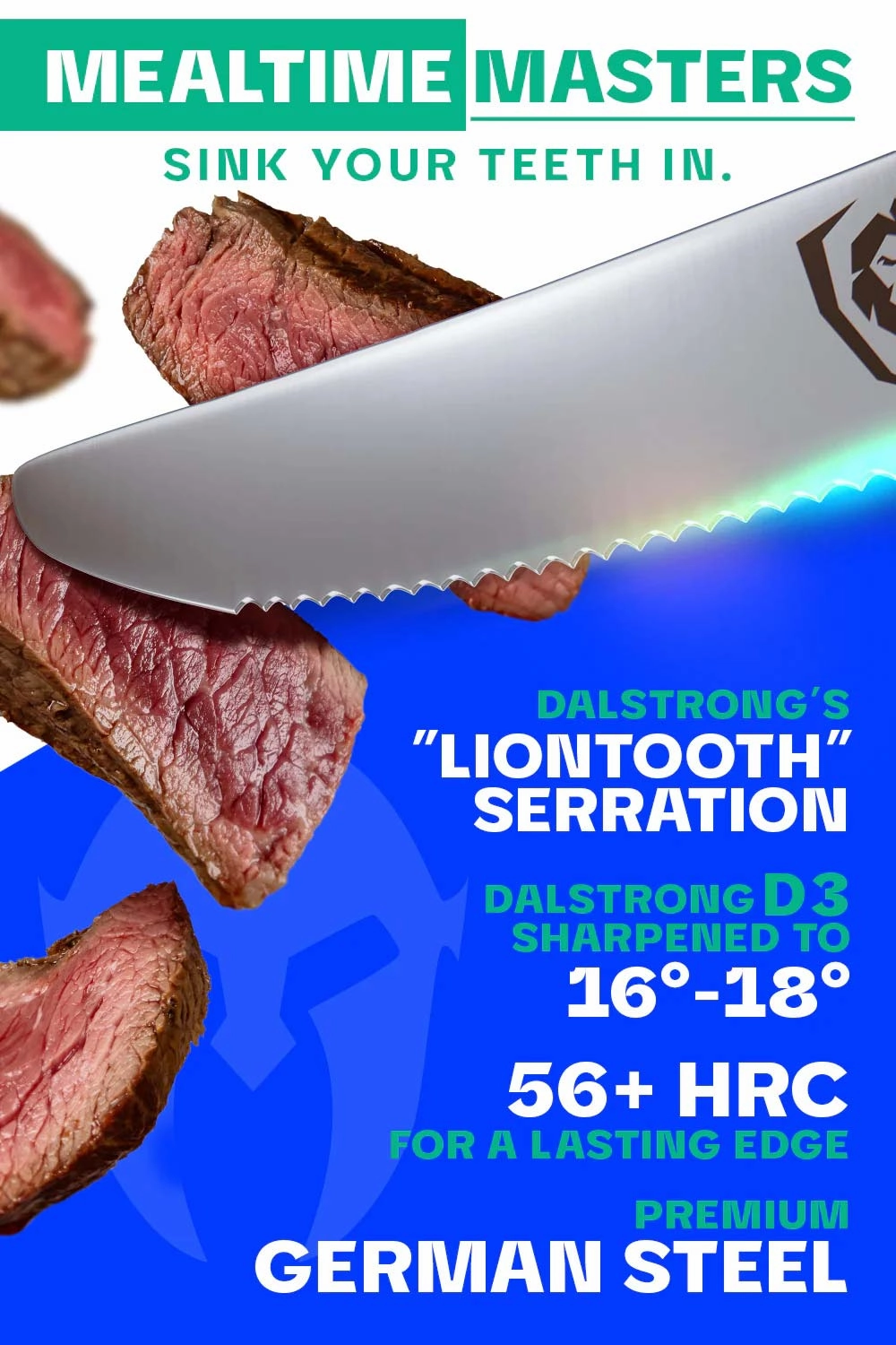 4-Piece Serrated Steak Knife Set | Gladiator Series | NSF Certified | Dalstrong 
