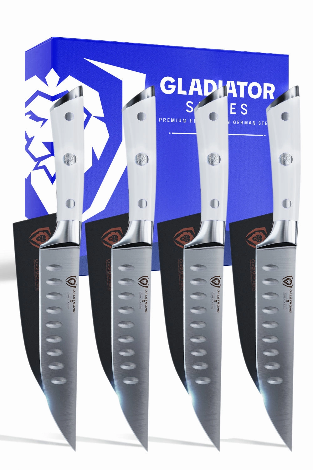 4-Piece Straight-Edge Steak Knife Set | Glacial White ABS Handles | Gladiator Series | NSF Certified | Dalstrong  knife set,kitchen knives,cooking tools