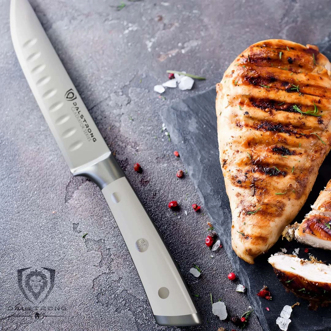 4-Piece Straight-Edge Steak Knife Set | Glacial White ABS Handles | Gladiator Series | NSF Certified | Dalstrong 