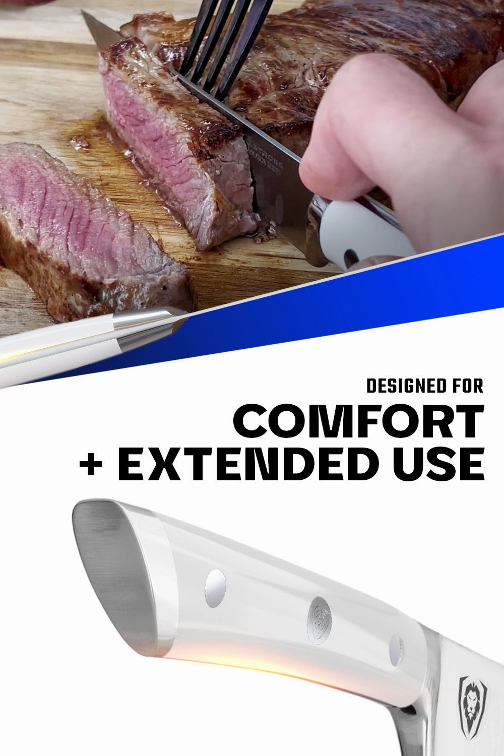 4-Piece Straight-Edge Steak Knife Set | Glacial White ABS Handles | Gladiator Series | NSF Certified | Dalstrong 