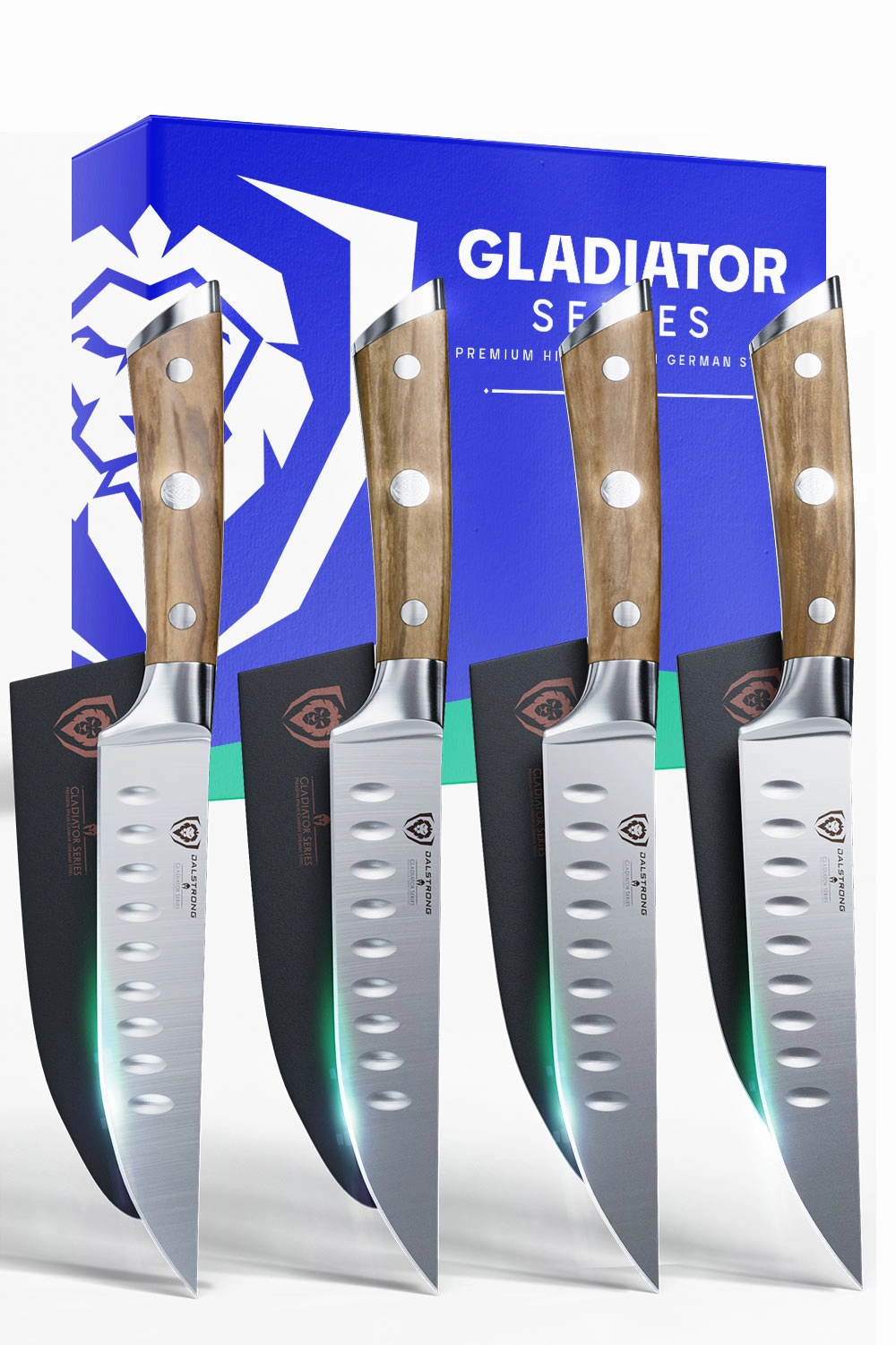 4-Piece Straight-Edge Steak Knife Set | Gladiator Series | NSF Certified | Dalstrong 