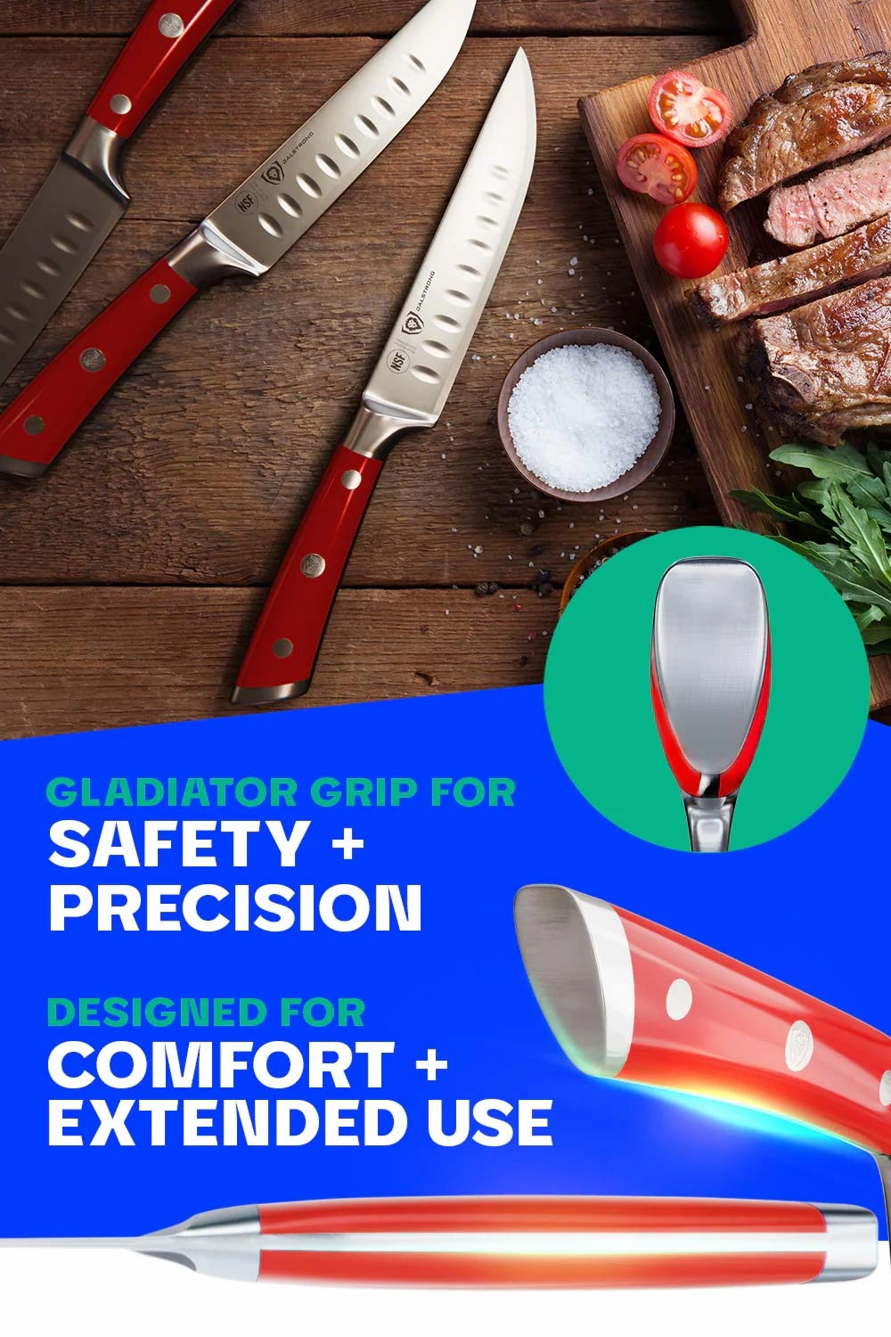4-Piece Straight-Edge Steak Knife Set | Gladiator Series | NSF Certified | Dalstrong 