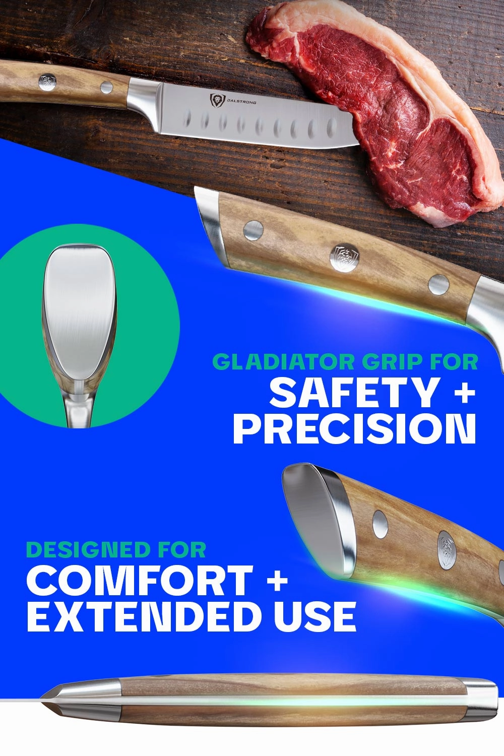 4-Piece Straight-Edge Steak Knife Set | Gladiator Series | NSF Certified | Dalstrong 
