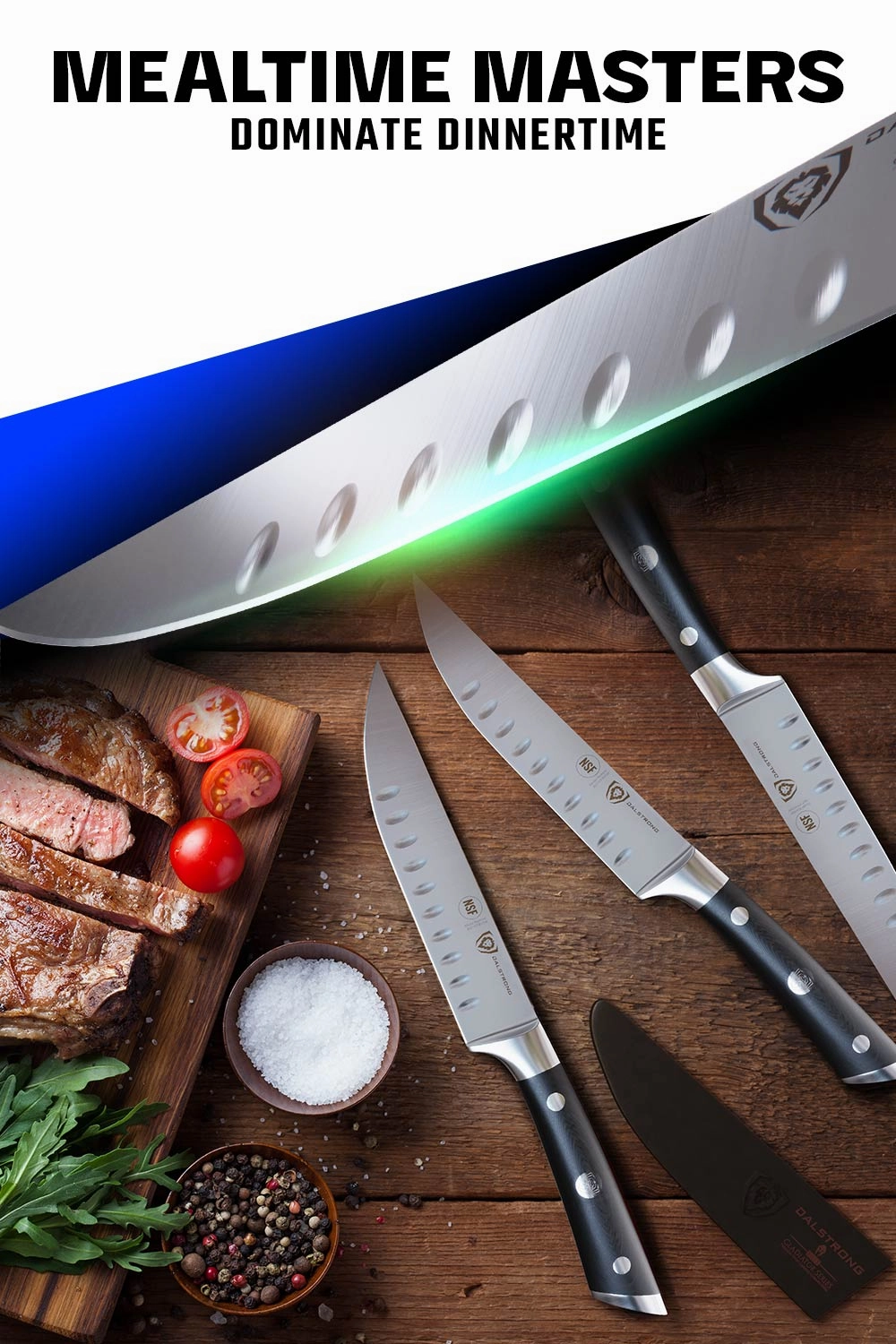 4-Piece Straight-Edge Steak Knife Set | Gladiator Series | NSF Certified | Dalstrong 